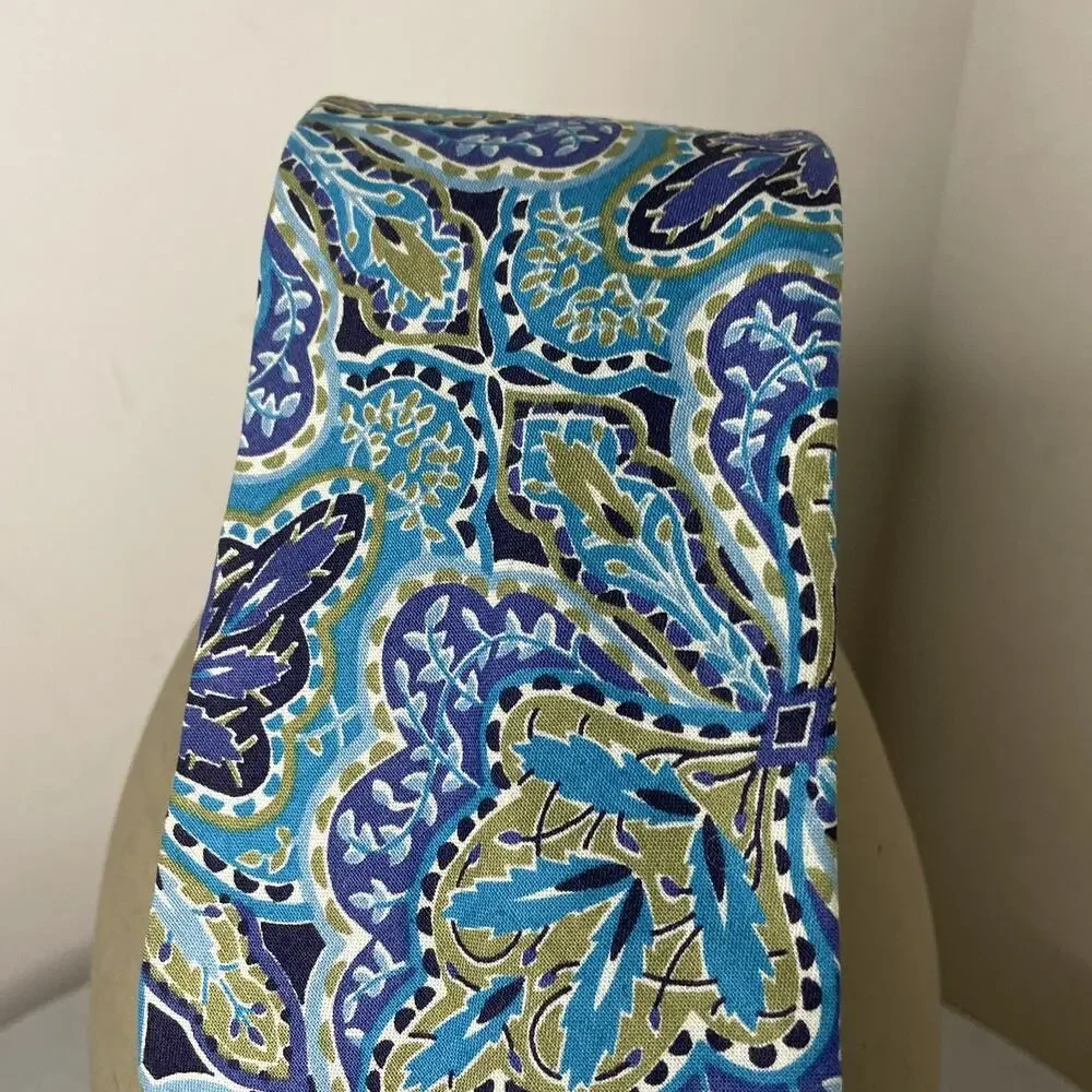 Liberty Of London Floral Mens Tie Cotton 80s 90s Vintage Blue Paisley Leaf Fine